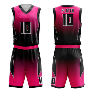 Camiseta de Baloncesto con Degradado Rosa y Negro, Cuello en V, Sin Mangas, Sublimada, de Secado Rápido, Unisex, para Adultos, para Todas las Temporadas, Corte Atlético - Product Image 2