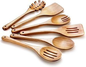 6 Piece Natural Acacia Wooden Cooking Utensil Set Non Stick Heat Resistant Wooden Spoons for Cooking - Product Image 4