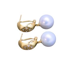 ต่างหูมุกน้ำจืดสีขาว ขนาด 11-12 มม. แสงเงาสวยงาม ประดับเงินแท้ S925 แบบเต็มตัว ขายส่ง ไลฟ์สด - Product Image 1