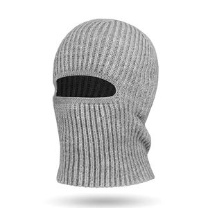 Pasamontañas de lana tejida para invierno, unisex, a rayas, de poliéster/algodón. - Product Image 3