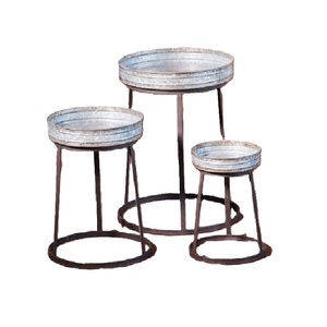 Mesa Auxiliar Industrial Metálica de Última Tendencia con Estructura con Recubrimiento en Polvo para Área de Recepción de Oficina y Estilo Profesional Elegante - Product Image 1