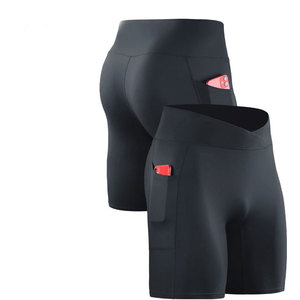 <b>Men</b> Solid High Waist <b>Compression</b> <b>Shorts</b> With Pockets Quick Dry Sporty Fitness Wear - Product Image 2