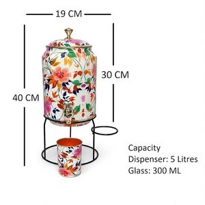 Distributeur d'eau en cuivre à motif floral avec tasses et couvercle assortis pour usage domestique - Product Image 2