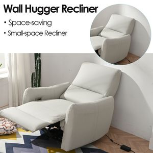 Light Gray Electric Power Recliner Wall Hugger Design for <b>Small</b> Spaces for Living Room or Office Reclining <b>Sofa</b> - Product Image 2