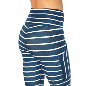 High Waisted Striped <b>Leggings</b> <b>With</b> <b>Pockets</b> Sporty Women's Yoga Pants Stretch Breathable Knitted Fabric All Seasons Wear - Product Image 4