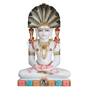 Murti en marbre de Jain Parasnath pour temple |   Statue en marbre de Parasnath artisanale pour temple jain - Product Image 1