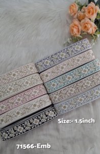 Elegant Light Pastel Floral Embroidered <b>Laces</b> for dresses sarees crafts and premium fashion embellishments. - Product Image 4