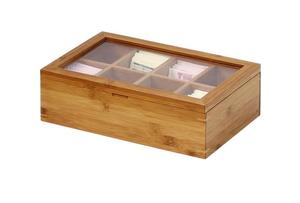 Multi-Purpose 8-Slot Square Wooden <b>Tea</b> Bag Spice <b>Box</b> Eco-Friendly Clear Acrylic Lid Gourmet Kitchen Display Case Corporate Gift - Product Image 6