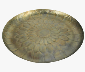 Plateau de service rond antique avec motif floral complexe pour une présentation élégante et une décoration élégante pour le Ramadan, plateau et plat à dessert - Product Image 2
