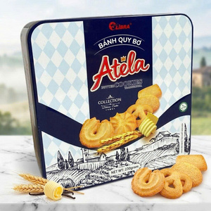High Quality Butter Cookies 320g <b>Sweet</b> Snack Blue Tin Box Private <b>Packaging</b> - Product Image 1