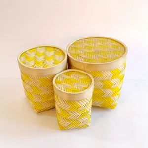 Petite boîte de rangement en bambou avec couvercle en gros boîtes naturelles écologiques naturelles en cercle - Product Image 6