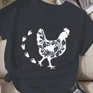 Camiseta cómoda de pollo con diseño floral para mujer - Product Image 2