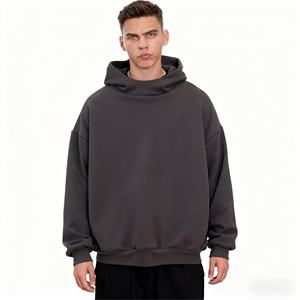 Hoodie unisexe surdimensionné de haute qualité, coupe courte, impression et broderie personnalisées pour hommes - Product Image 2