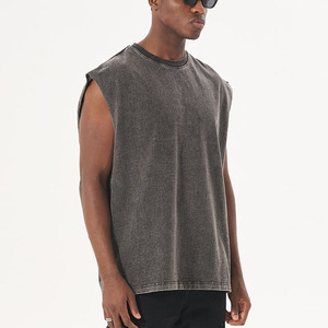 Débardeur côtelé délavé pour homme, style usé, coupe musclée, idéal pour la musculation et les tenues décontractées - Product Image 3