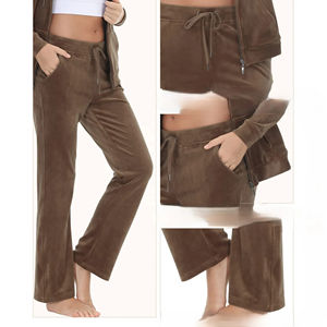 Ensemble de survêtement unisexe personnalisé en velours, marque privée, deux pièces, sweat à capuche et pantalon de jogging, long, décontracté, mode vintage, logo uni, écologique - Product Image 4