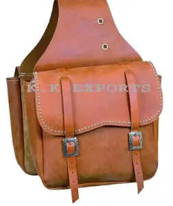 Tooling Carving Horse Saddle Bag Handmade Vintage Premium Brown Leather Horse Saddle Bag By Exporters