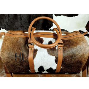 Bolsa de Viaje de Cuero con Pelo de Vaca, Estilo Western, para Fin de Semana - Product Image 4