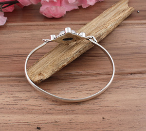 Natural Dendritic <b>Opal</b> Bangle 925 Sterling Silver For Women Vintage Shrub <b>Opal</b> Gemstone Cuff <b>Bracelet</b> Handmade Merlinite Jewelry - Product Image 5