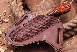 มีดคาวบอยทรงบูลคัตเตอร์ ใบมีดเหล็กกล้าคาร์บอน ด้ามไม้แบบเต็มด้าม สำหรับล่าสัตว์ ตั้งแคมป์ กู้ภัย เดินทาง กีฬากลางแจ้ง - Product Image 6