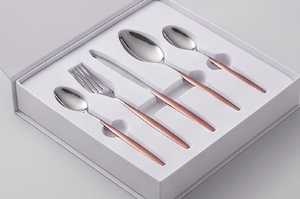 Ensemble de couverts modernes en acier inoxydable avec manche en or rose, couteau, fourchette, cuillère, vaisselle pour mariage et dîner - Product Image 6
