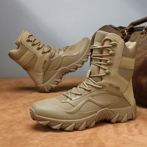 Botas de Senderismo Tácticas para Hombre, Parte Superior Sintética Negra, Forro de Malla, Suela de Goma Impermeable, Punta Cerrada, para Todas las Estaciones, Aire Libre - Product Image 6