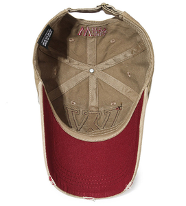 Custom 6 Panel Baseball Hats Casual Street Style Hip Hop <b>Cap</b> Unisex Adjustable <b>Flat</b> Brim Distressed Embroidered Logo Hat - Product Image 6