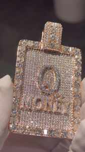 Collar Personalizado con Nombre Rectangular Estilo Hip Hop para Hombre, Chapado en Oro Rosa con Diamantes Moissanite - Product Image 2