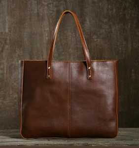 Genuine Leather Women's <b>Tote</b> Bag Casual Minimalist Open Top Shoulder Strap Durable Daily Use Handbags Made In India - Product Image 2