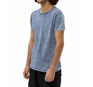 Camiseta de algodón de punto de manga corta con cuello redondo para hombre, azul vaquero lavado, corte regular, color liso, OEM ODM, novedad 2026 - Product Image 4