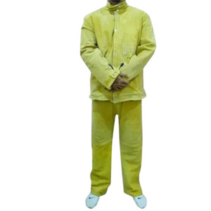 Pantalones de Soldadura Resistentes al Fuego de Cuero Vacuno Blanco, Certificación CE, Resistencia al Calor 1000°C, para Seguridad Industrial - Product Image 3