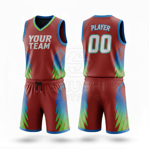 Ensemble pour jeunes unisexe avec vêtements de sport personnalisés en polyester, couleur et impression sur mesure, uniforme de basket-ball en gros - Product Image 2