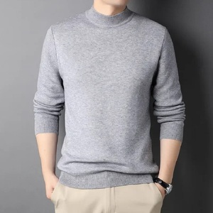 New Men's Slim Fit Half <b>Turtleneck</b> Cashmere <b>Sweater</b> Youth Sweatshirt with Plain Dyed Knit Pullover for Autumn Solid Pattern - Product Image 5