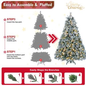 Árbol de Navidad Artificial Preiluminado de 1.2 m con 150 Luces Blancas Cálidas, Efecto Nieve, Pino Realista de PE para Decoración Navideña Interior - Product Image 4