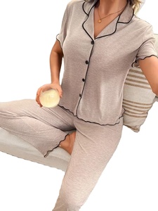 Conjunto de Pijama para Mujer, Primavera-Verano 2026, Casual, Cuello en V, Tejido de Punto, Spandex/Algodón, Ecológico, Transpirable, Sexy - Product Image 4