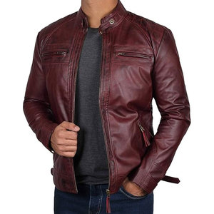 Chaqueta de cuero para hombre estilo High Street popular de otoño con cuello alto y cremallera, 100% lona, venta al por mayor - Product Image 6