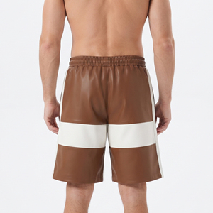 Men Oversize <b>Leather</b> <b>Shorts</b> With Elastic Waist OEM Men Loose Fit <b>Leather</b> <b>Shorts</b> Manufacturer Custom Made Men Oversize PU <b>Leather</b> - Product Image 2