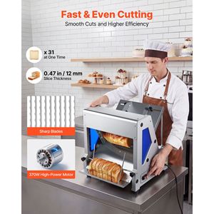 Máquina Cortadora de Pan Eléctrica de 370W, de Aluminio Fundido, Equipo de Panadería Comercial, Cortadora de Pan de Sobremesa, Grosor de Corte de 12mm - Product Image 2