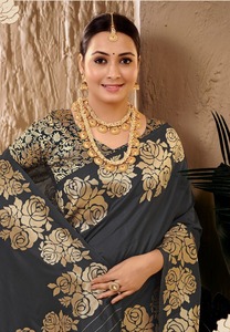 ผ้าไหมบานาราสีจากบอฮอลลีวูด ดีไซน์เนอร์ออกแบบ พร้อมลายกุหลาบสวยงามที่ถักทออย่างประณีต สำหรับชุดแต่งงาน ราคาขายส่ง - Product Image 2