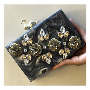 Sac à main en résine de soirée pour femmes, accessoires de mode en cristal - Product Image 5