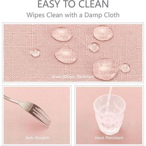 Rectangle 4 Feet Linen Textured <b>Tablecloth</b> 60x84 Inch Stain and Wrinkle Resistant <b>Washable</b> Polyester for Decorative TA - Product Image 2