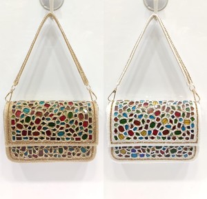 Luxury Handmade Mosaic <b>Mirror</b> Work Clutch Bag for Women | Designer Evening Party Sling Bag <b>with</b> Chain Strap - Product Image 1