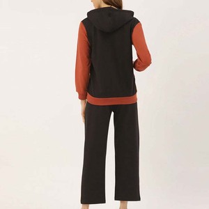 ชุดวอร์มผู้หญิงแบบ Color Blocking เสื้อฮู้ดมีกระเป๋าข้าง แขนยาว สวมใส่สบายๆ สำหรับฤดูใบไม้ร่วง ผลิตจากผ้าโพลีเอสเตอร์ผสมฝ้าย - Product Image 3