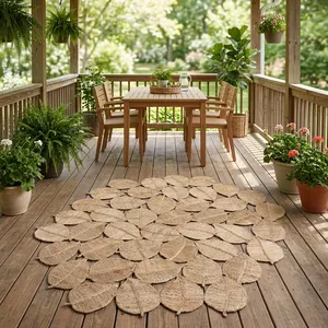 Alfombra Ovalada HILTEX JT-7365 Hecha a Mano con Diseño Floral de Yute, Estilo Moderno, Ecológica, Antideslizante, de Pelo Corto para Uso en Múltiples Habitaciones - Product Image 1