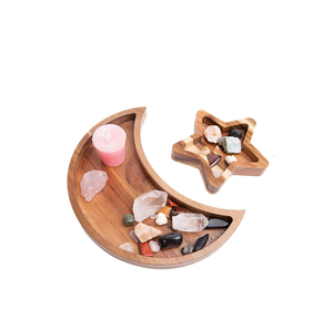 Bandeja de madera Creative Star Moon y juego de platos para servir, diseño de media luna, color oscuro, para fiestas. - Product Image 2