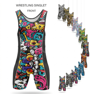 Oferta Especial: Traje de Lucha Libre de Alta Calidad, Moderno, Personalizado por Sublimación, Compresión, Sin Mangas, para Entrenamiento y Competición - Product Image 1