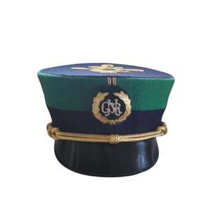 Custom Portugal Embroidered Peak Cap Black with Gold <b>Band</b> 56-58CM Formal <b>Hat</b> for Business Use Unisex Adult - Product Image 6