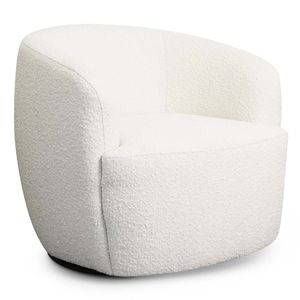 Poltrona Girevole Mina in Bouclé Bianco per Soggiorno, Bestseller - Product Image 1