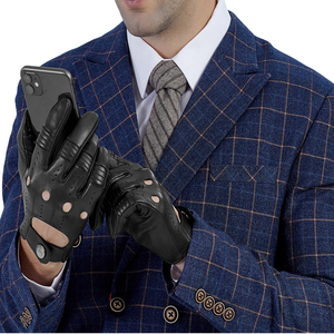 Guantes de cuero clásicos negros para hombre, guantes de moda transpirables de primera calidad, guantes de cuero para hombre de primera calidad, estilo clásico negro - Product Image 1