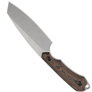 Cuchillos de hoja fija Silver Blade con mango de madera con patrón de vetas marrón y negro y funda negra para camping, senderismo y actividades al aire libre. - Product Image 1