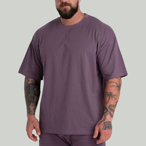 <b>Mens</b> Dusty Purple Oversized Short Sleeve Cotton T-<b>Shirt</b> Custom Logo OEM ODM Wholesale Apparel - Product Image 3